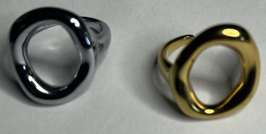 Anello Orbital placcato oro e argento in acciaio di alta qualità - Design moderno minimalista