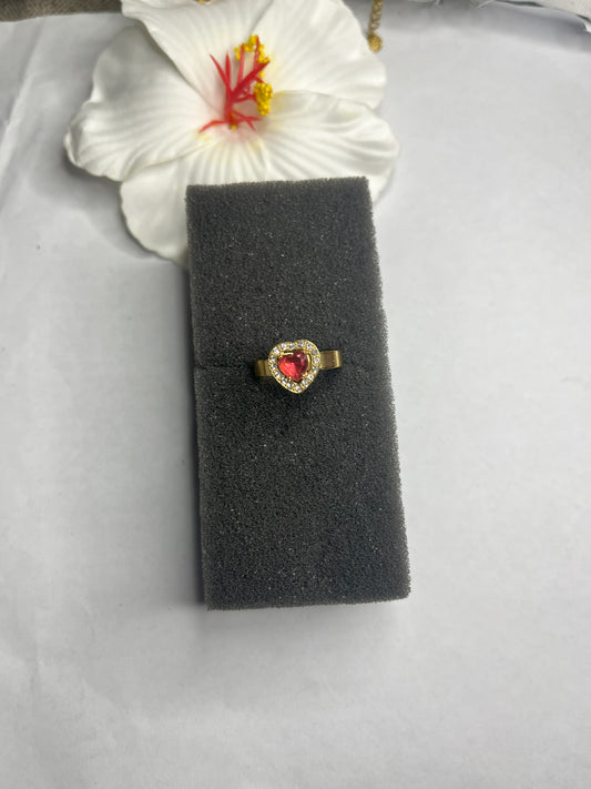 Anello solitario pietra sfaccettata mod Kate Placcato Oro pietra rosso