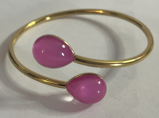 Bracciale Rigido Gocce Fucsia