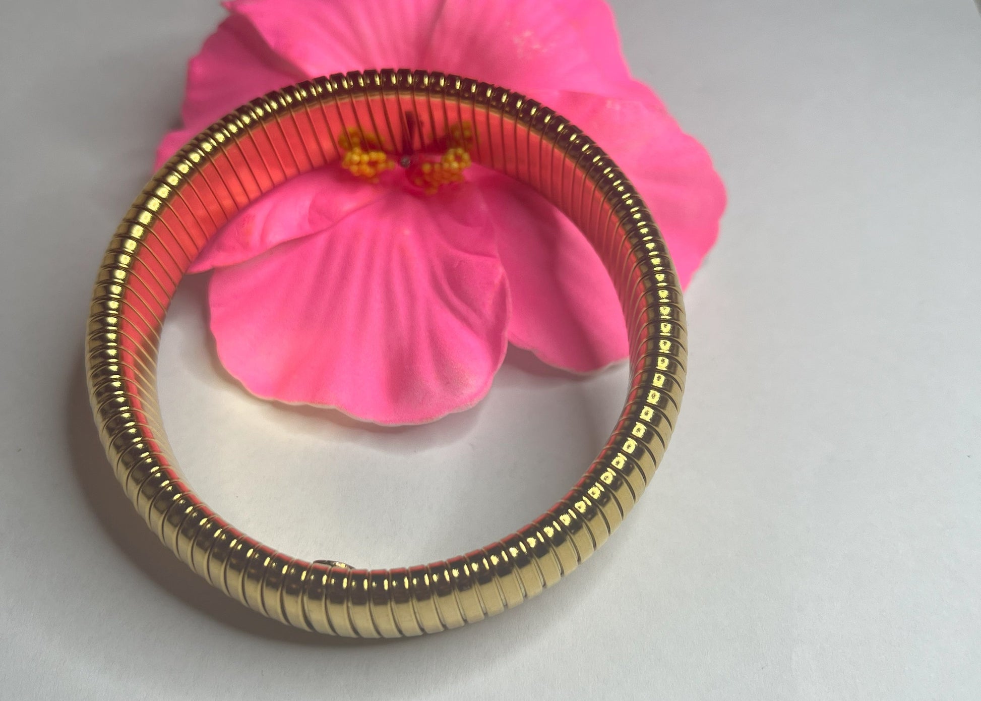 Braccialetto Flex Elegance oro su fiore rosa