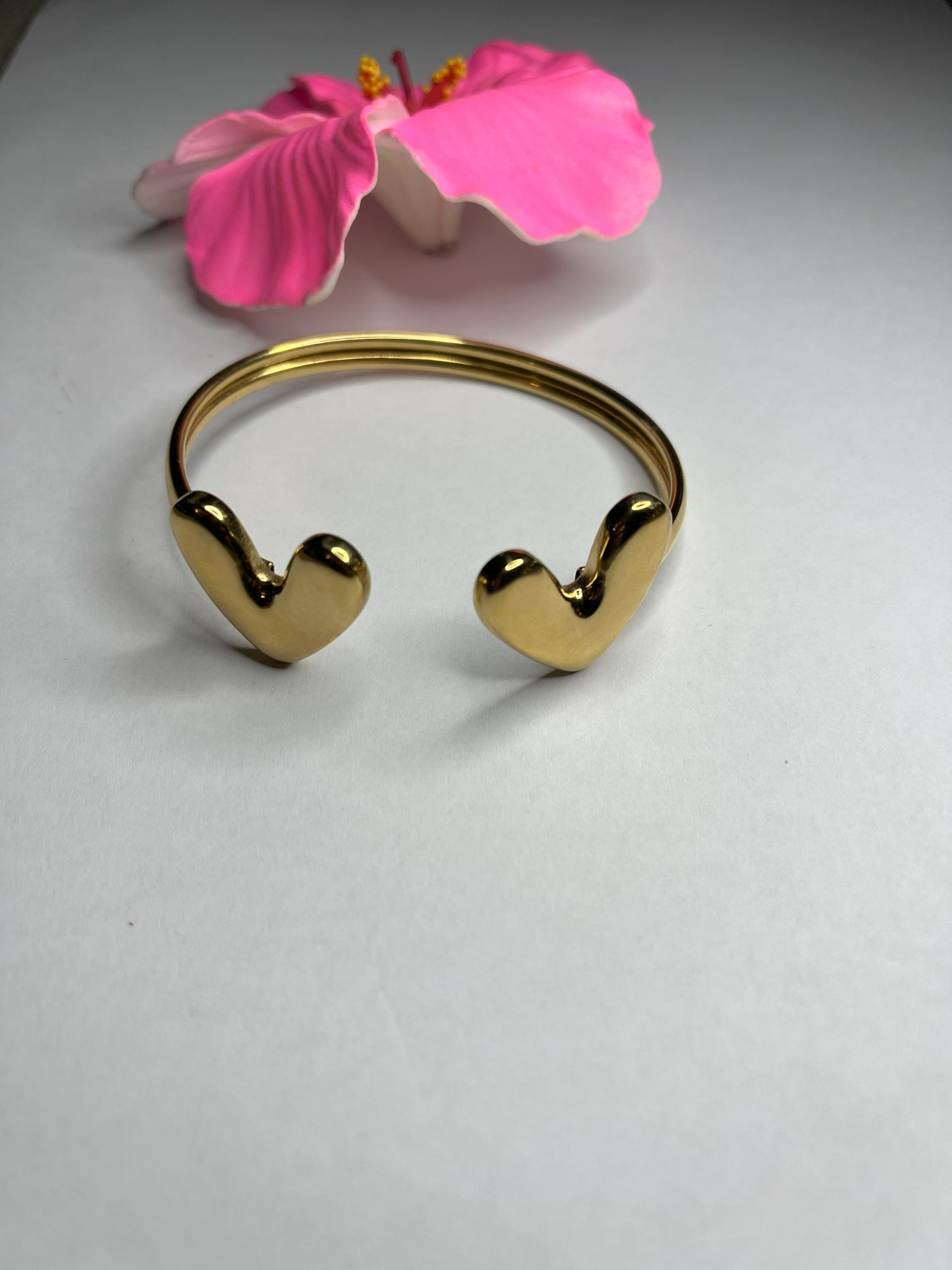 Braccialetto Due Cuori - Acciaio Premium Placcato Oro