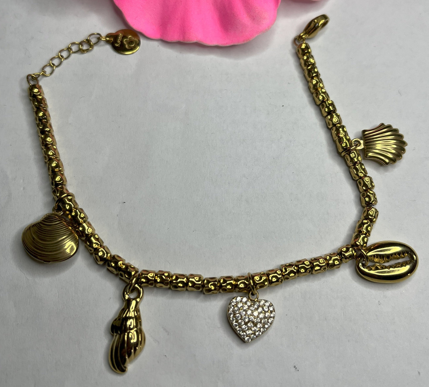 Braccialetto Pepite con Charms Marini e Cuore