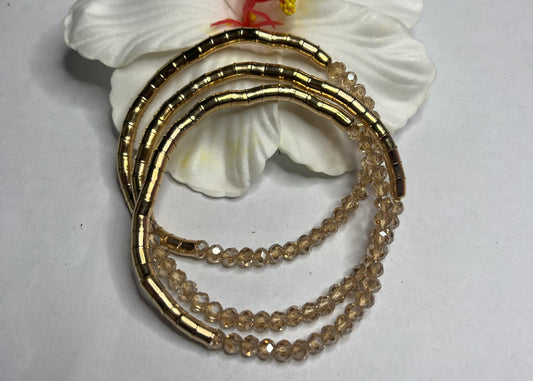 Bracciali Trio Elastici Dorati Cristallo