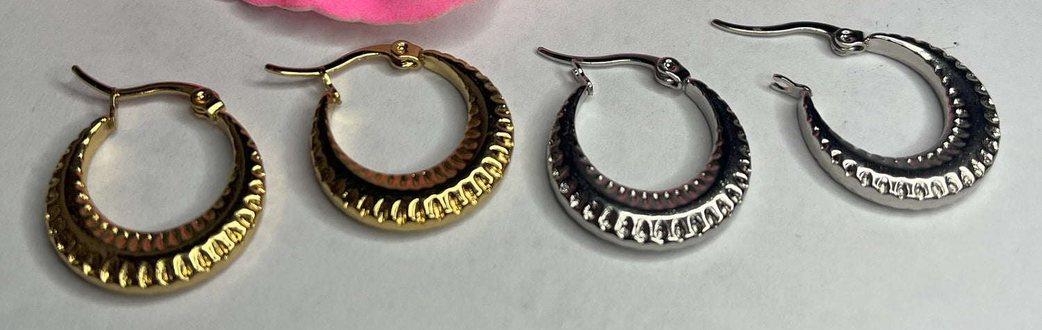 orecchini, livia, cerchio, placcato-oro, placcato-argento, gioielli, elegante, texture, decorativo, donna