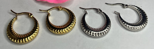 orecchini, livia, cerchio, placcato-oro, placcato-argento, gioielli, elegante, texture, decorativo, donna