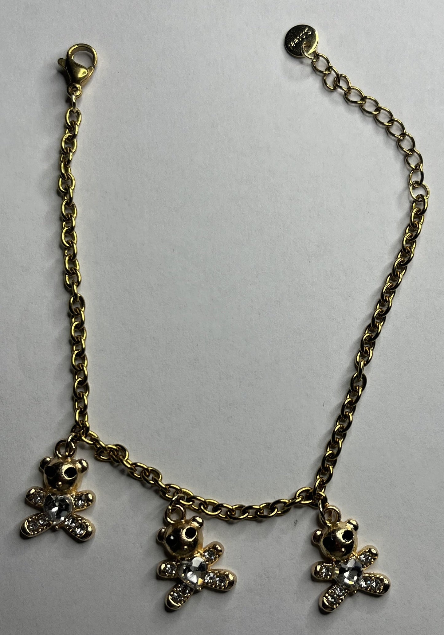 Bracciale Pendenti Orsetti con Pietre Brillanti Placcato Oro Antico