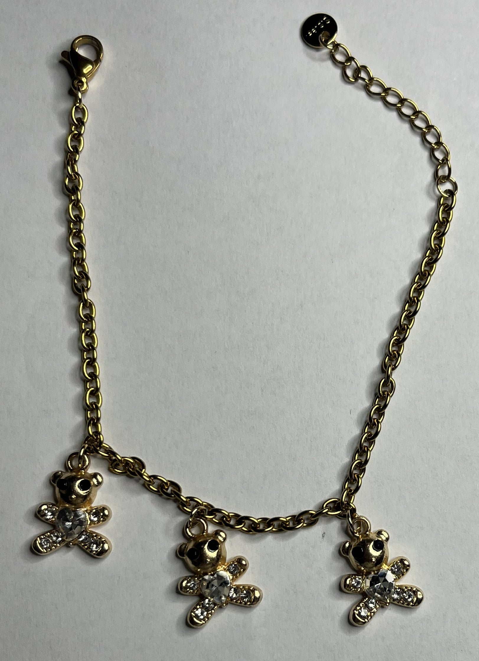 Bracciale Pendenti Orsetti con Pietre Brillanti Placcato Oro Antico