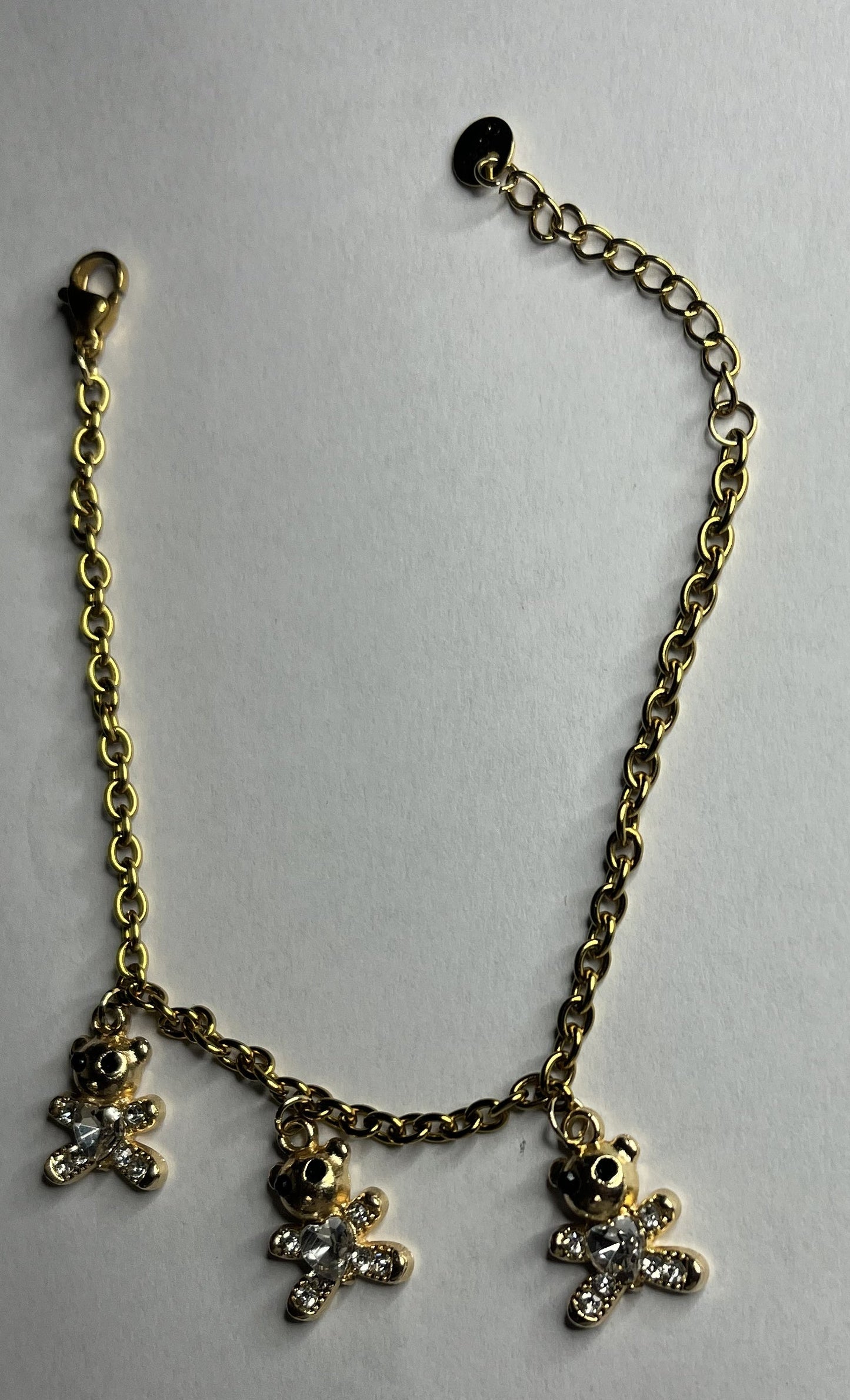 Bracciale Pendenti Orsetti con Pietre Brillanti Placcato Oro Antico