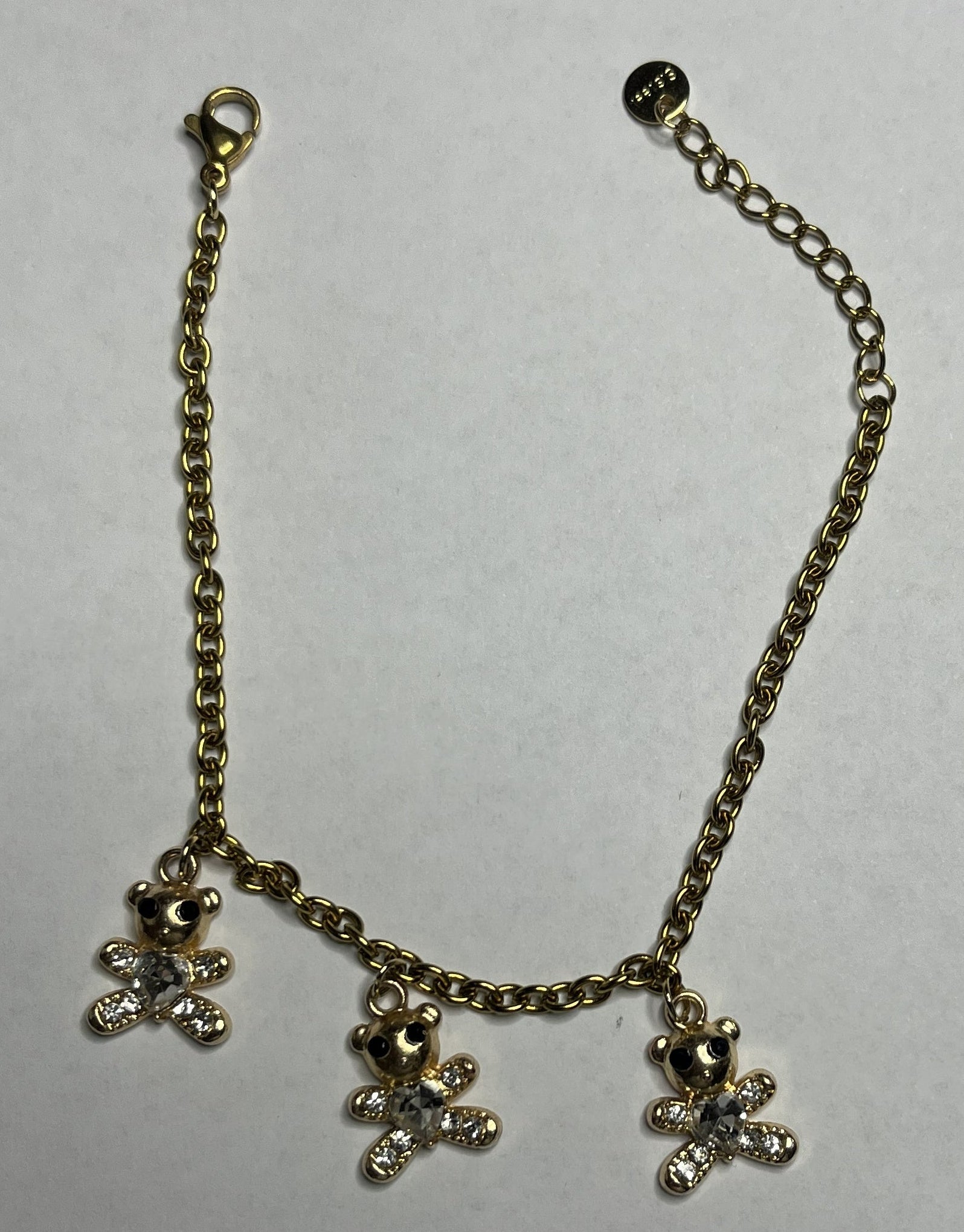 Bracciale Pendenti Orsetti con Pietre Brillanti Placcato Oro Antico