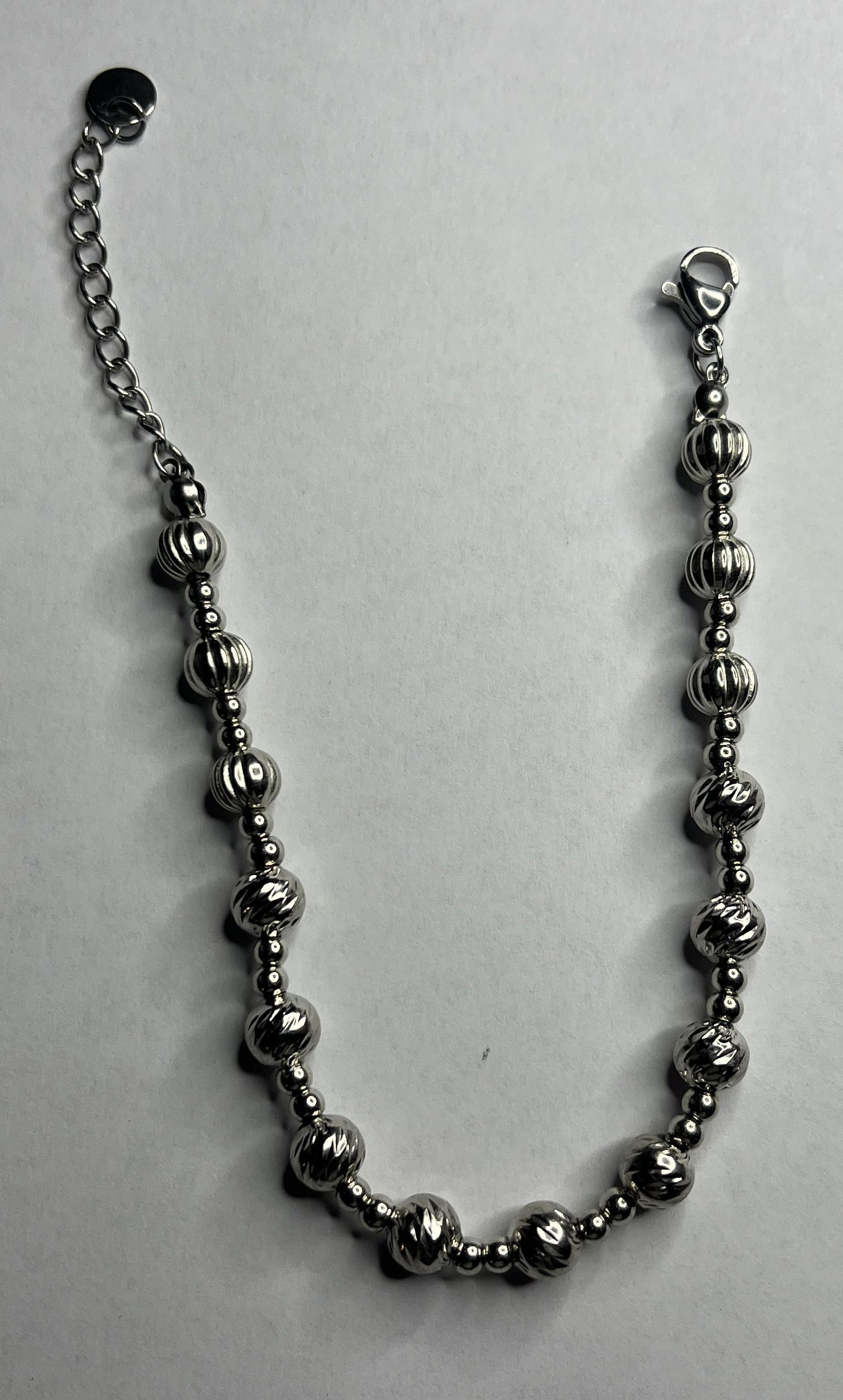 Bracciale Sfere Lucenti in Acciaio Inox Placcato Argento