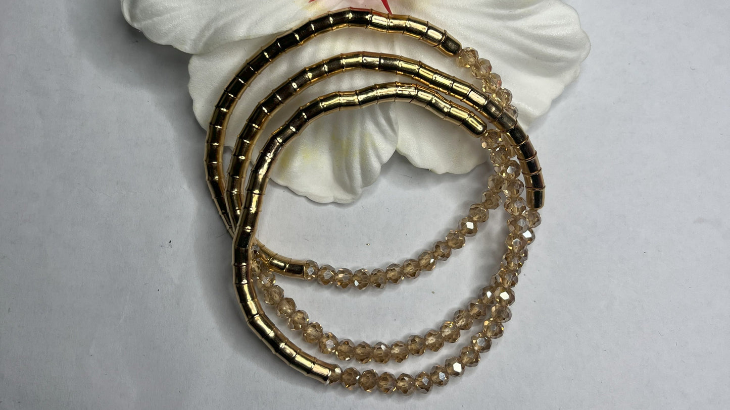 Bracciali Trio Elastici Dorati Cristallo