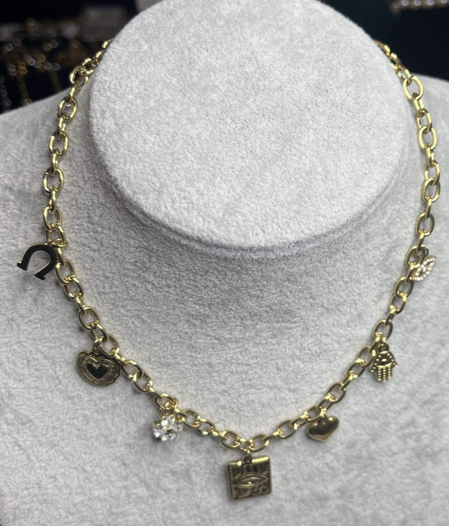 Collana Charm Oro Pendenti Cuore Ciondoli Portafortuna