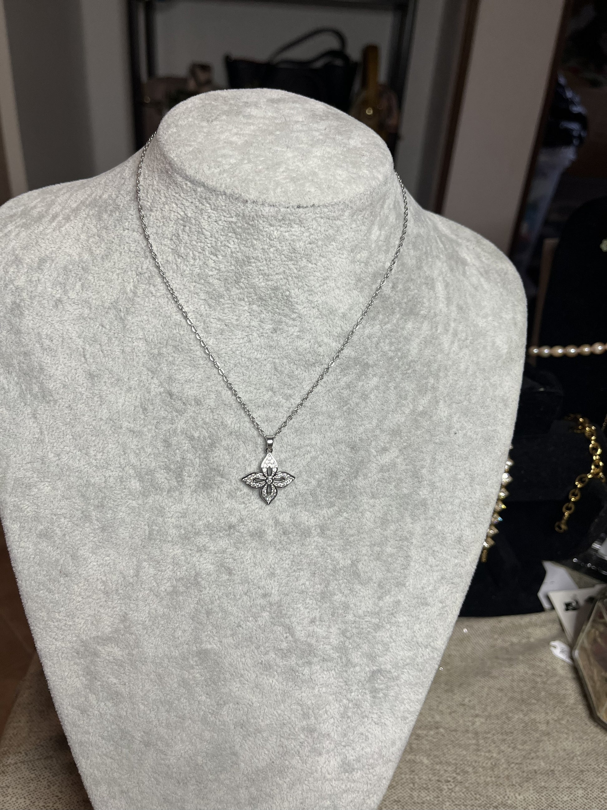  Collana quadrifoglio portafortuna argento