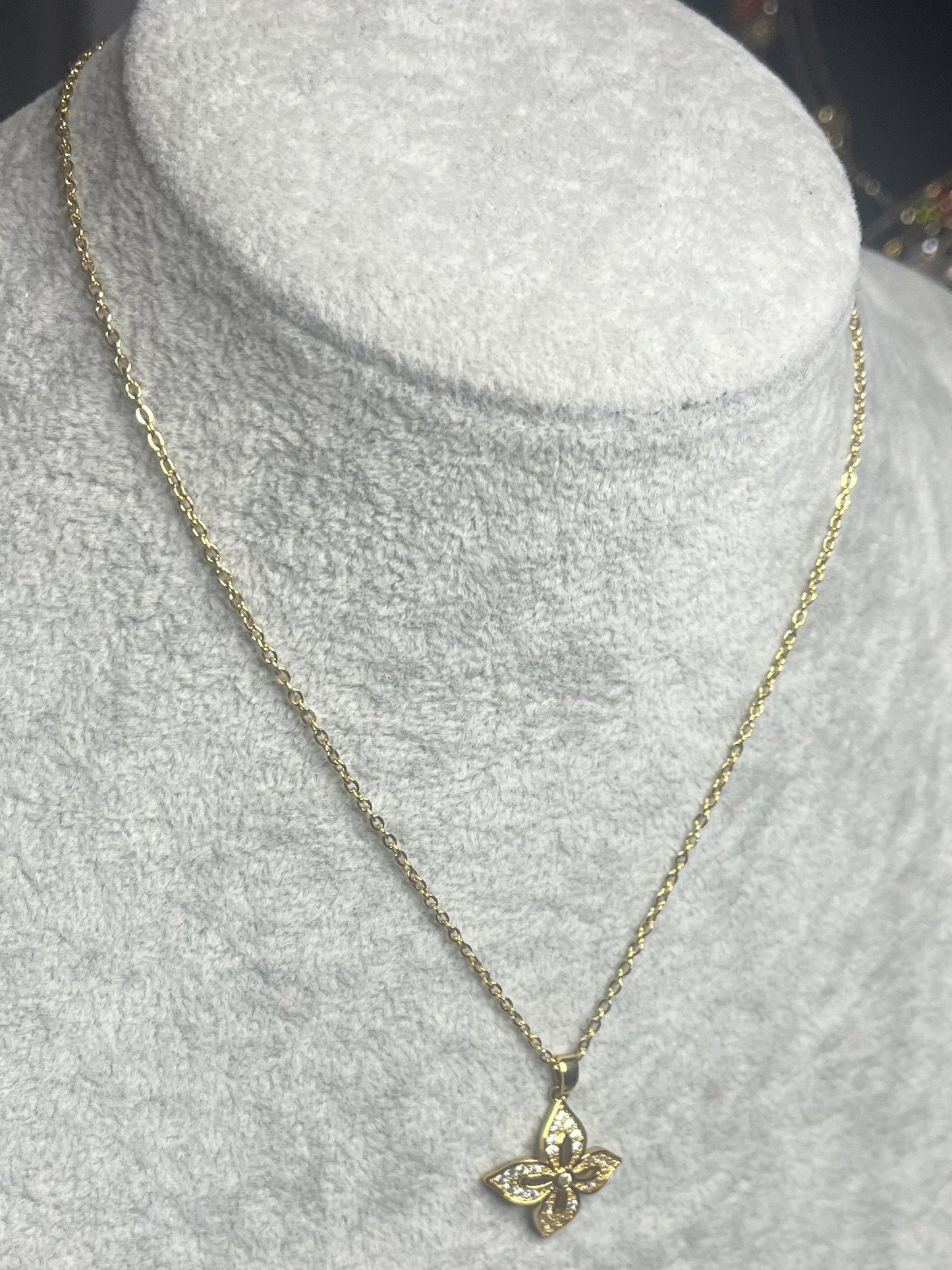  Collana quadrifoglio portafortuna oro