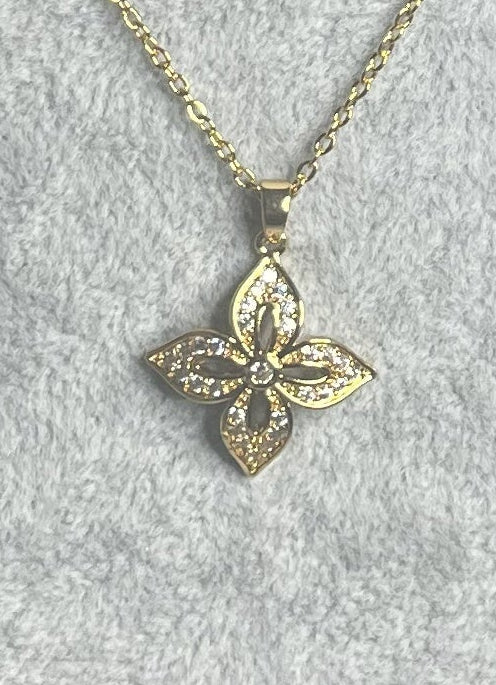  Collana quadrifoglio portafortuna oro