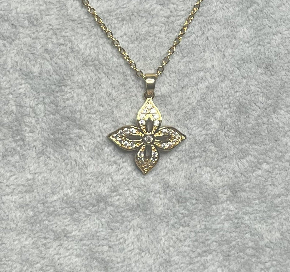  Collana quadrifoglio portafortuna oro