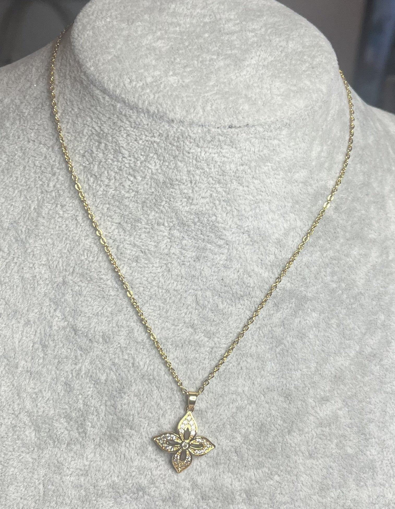  Collana quadrifoglio portafortuna oro