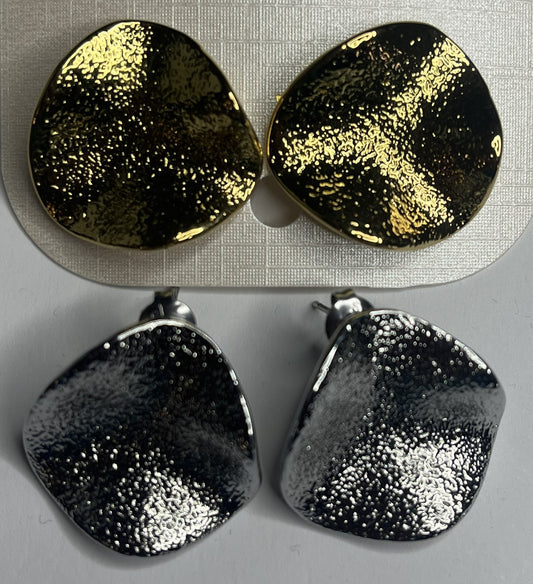 Orecchini Acciaio Inossidabile Effetto Moneta Antica Glitterata Argento e Oro