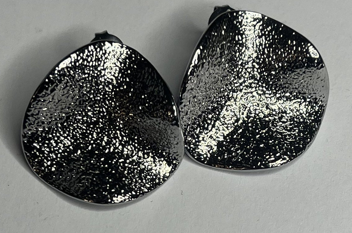 Orecchini Acciaio Inossidabile Effetto Moneta Antica Glitterata Argento