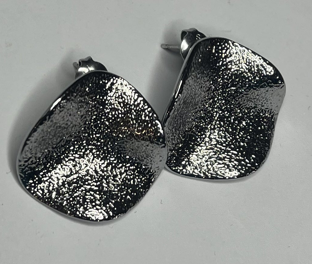 Orecchini Acciaio Inossidabile Effetto Moneta Antica Glitterata Argento