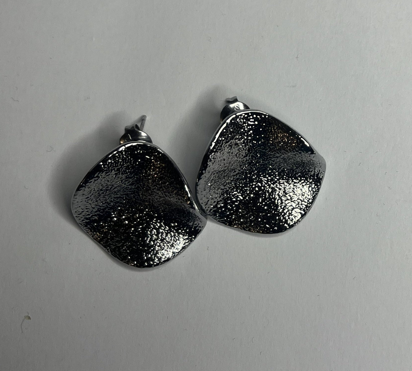 Orecchini Acciaio Inossidabile Effetto Moneta Antica Glitterata Argento