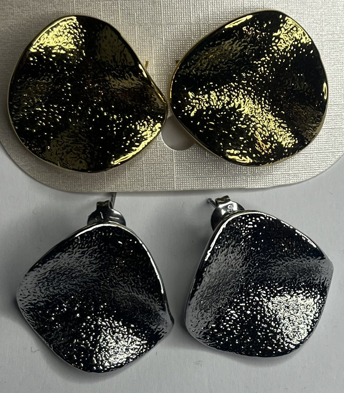 Orecchini Acciaio Inossidabile Effetto Moneta Antica Glitterata Argento e Oro