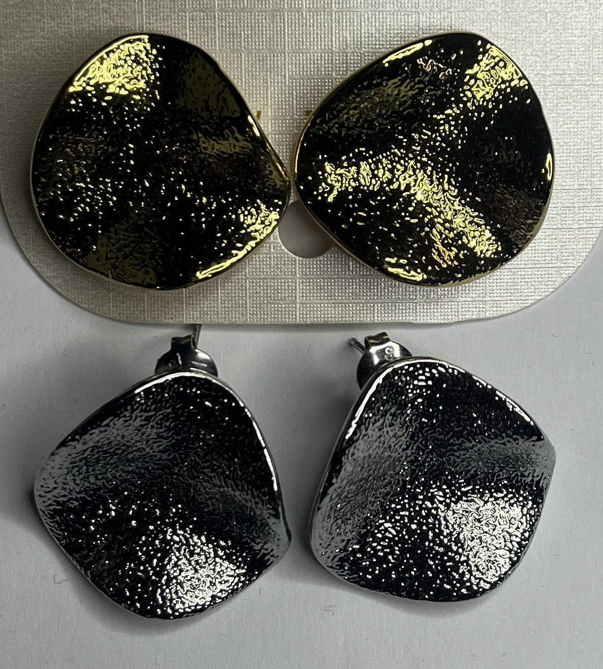 Orecchini Acciaio Inossidabile Effetto Moneta Antica Glitterata Argento e Oro