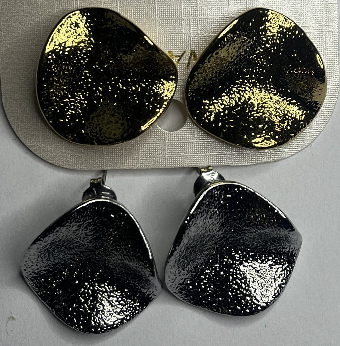 Orecchini Acciaio Inossidabile Effetto Moneta Antica Glitterata Argento e Oro