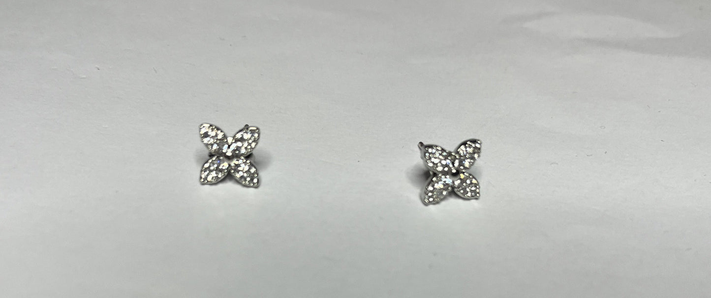 Orecchini a Lobo Croce con Cristalli Scintillanti in Acciaio Inossidabile placcato argento