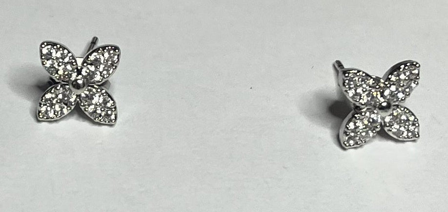 Orecchini a Lobo Croce con Cristalli Scintillanti in Acciaio Inossidabile placcato argento