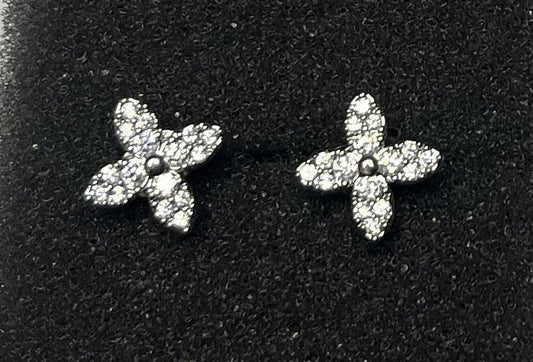 Orecchini a Lobo Croce con Cristalli Scintillanti in Acciaio Inossidabile placcato argento