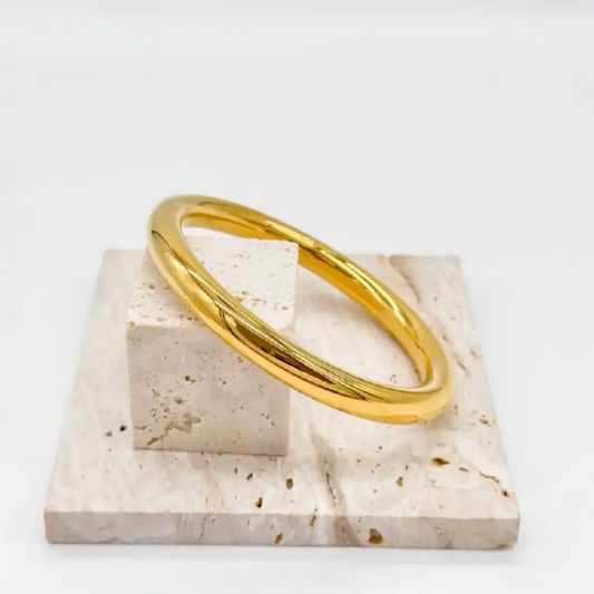 Bracciale rigido placcato oro lucido minimal ed elegante per donna - OLSTORE